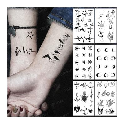 China Temporary Cute K Patterns Simple Black Musical Note Star Bird Tatoo For Kid Waterproof Temporary Arm Mini Tattoo Sticker for sale