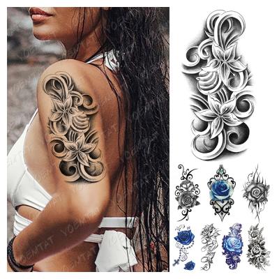 China Wholesale Custom Realistic Temporary Old School Peony Orchid Flower Tatto Women Arm Sticker Waterproof Temporary Tattoo for sale