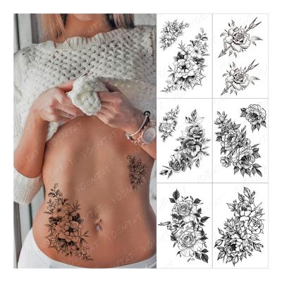 China Rose Flower Bird Wolf Black Tatto Temporary Waterproof Temporary Tattoo Sticker Man Feminine for sale