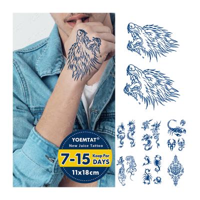 China YOEMTAT Wolf Dragon Scorpion Animal Lasting Juice Temporary Tattoo Sticker For Women Men for sale