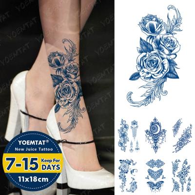 China Temporary Hot Wholesale Matte Juice Ink Realistic Rose Flower Waterproof Tattoo Sticker Female for sale