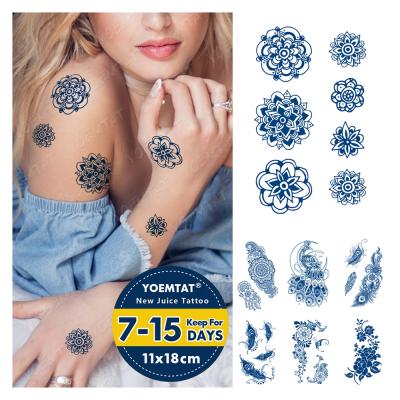 China Juice Ink Temporary Stay Designs GZ Temporary Tattoo Indian Henna Mehndi Mandala Tatoo Sticker Wholesale Long for sale