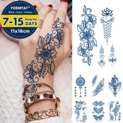 China YOEMTAT Temporary Long Stay During GZ Models Juice Ink Tatoo India Henna Mehndi Sticker Temporary Tattoo for sale