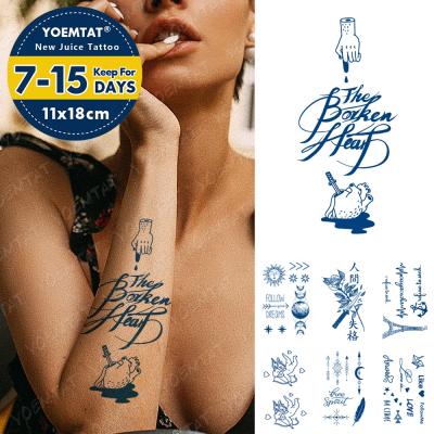 China Lasting Line Arm Tatto Juice Ink Temporary Tattoo Text Verdict Hand Flower Sticker YOEMTAT Temporary Long Stay for sale