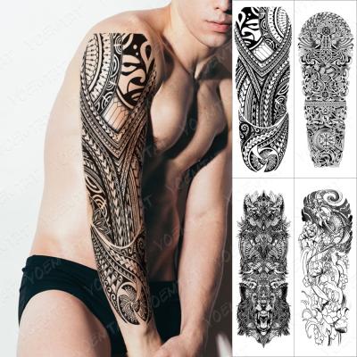 China Single Line YOEMTAT Waterproof Temporary Art Sleeve Arm India Totem Tatto Stickers Sale Temporary Body Tattoo for sale