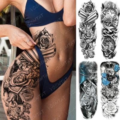 China Rose Lion Waterproof Temporary Tattoo YOEMTAT Tattoo Sticker Large Temporary Arm Sleeve Male Female for sale