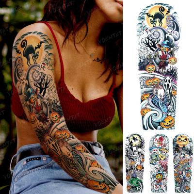 China Wholesale Water Transfer Temporary Water Transfer Anime Tato Tatoo Halloween Skull Sleeve Extended ARM Temporary Tattoo Sticker for sale