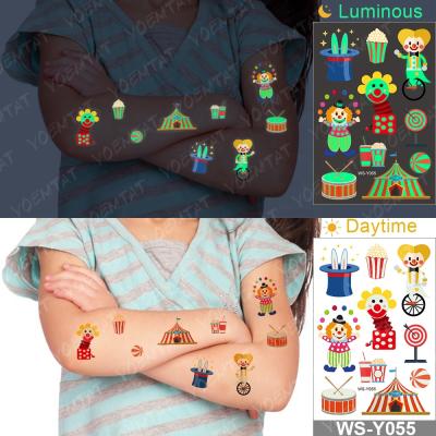 China Cute Glowing Cute Toy Pattern Waterproof Temporary Tattoo Stickers Airplane Car Tatoo Kid Healthy And Realistic Tatto Women for sale