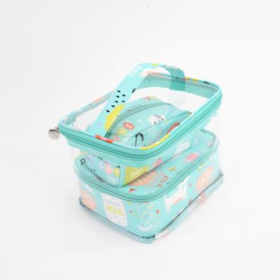 China High Quality High Qualit Y Makeup Case PVC Coated Flower Train Case Sets Multi Functional Cosmetic Bag for sale