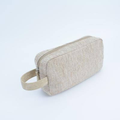 China High Quality Cotton Canvas Men Business High Quality Zipper Beige Cosmetic Bag for sale