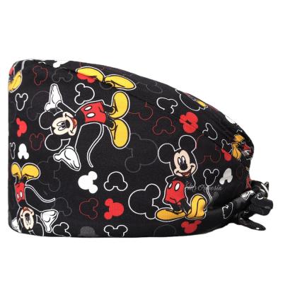 China Wholesale High Quality High Quality Mickey Cartoon Printed To Scrub Cap Beauty Salon Care Adjustable Hat Female Surgical Nurse Accessory for sale