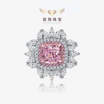 China European and American luxury flower rose diamond women's other ring925Silver2ctHigh carbon rhinestone ring pillow7*7Ice flower cut for sale