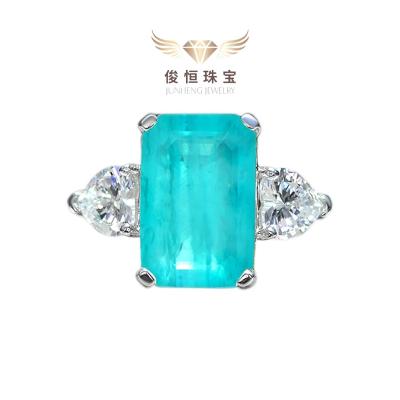 China Other Paraiba rectangle8*12High carbon 925Silver5Carat synthetic female rhinestone ring factory direct sales for sale