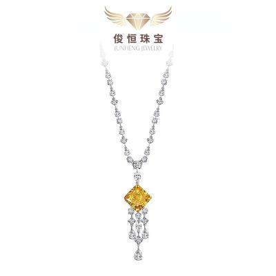 China European and American luxury necklace43cm of the other large pendant 925Silver24ctSquare18*18Goose yellow for sale