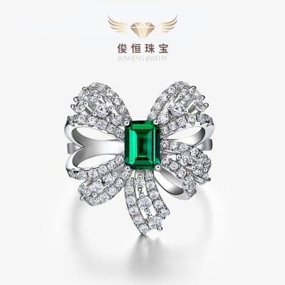 China The other 23New bow1ctArtificial EmeraldS925Sterling silver luxury diamond ring for sale