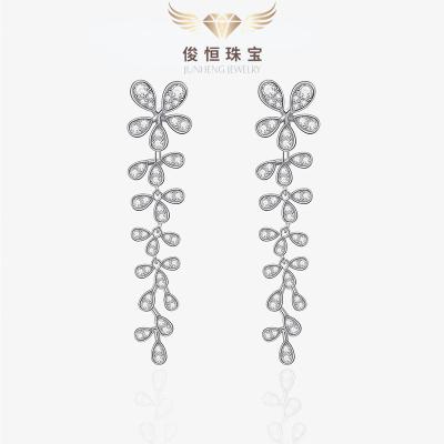 China 2023New FASHIONABLE Blossom Women's Clover Minority High Carbon Rhinestone Earrings Personalized Pure Silver Ear Drop Ear Pin for sale