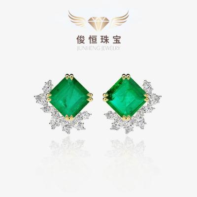 China Hot selling TRENDY synthetic stud earrings in Europe and America5Carat emerald10*10Earrings vintage earrings925Silver for women for sale