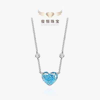 China FASHIONABLE Women's Heart Ocean Navy Blue 925Silver10Carat Necklace Diamond10*12Love High Carbon Pendant40+3 for sale