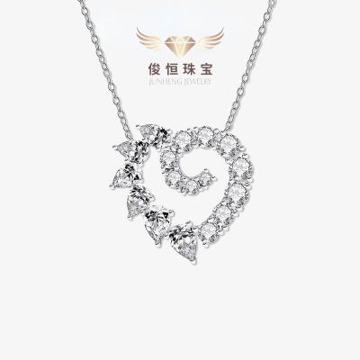 China FASHIONABLE 925Silver European and American heart-shaped women's necklace lux niche1Carat entry diamond high carbon clavicle chain40+3 for sale