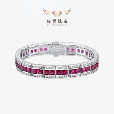 China FASHIONABLE blue diamond bracelet corundum4*4High carbon pagoda European and American entry 2023New Lux16-17cm female for sale