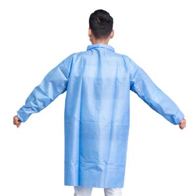 China Nonwoven Fabric + Melt-blown Fabric Wholesales Customized Blue Nonwoven Breathable Lab Coat Aprons for sale