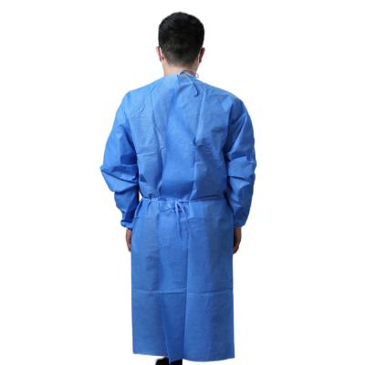 China Customized Blue Nonwoven Knitted Cuff Customized Best Price Biodegradable SMS Breathable Overall 120cm for sale