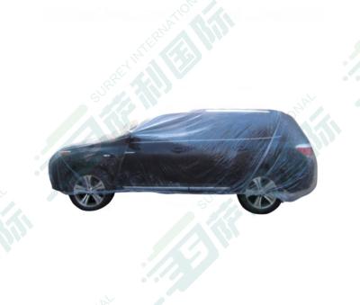 China Single color without pattern clear plastic car cover for indoor use pe plastic car clothes only for sale