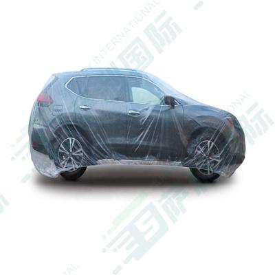 China Waterproof Disposable 100% Water Resistant PE Car Cover For Rain Snow And Dust Protection for sale