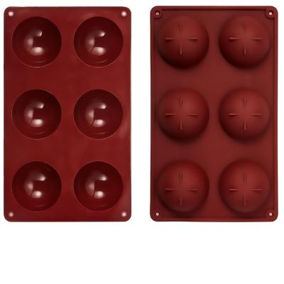 China Sustainable Food Grade Round Shape Cake Mold 6 Half Ball Sphere Silicone Molds For Chocolate for sale