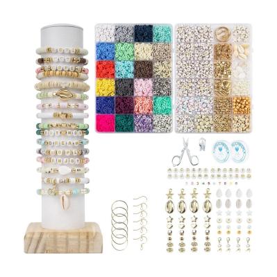 China DIY Painting Seed Alphabet Ring Making Diy Kits Glass Crystal Glue Necklace Set Bracelets Beads Charms Pendants OEM Clay Bead Letter Bead Craft Kit for sale