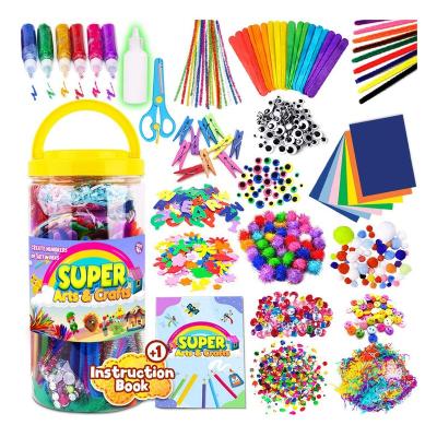 China Educational Kid Toys Creative Strippers Feathers Wave Googly Buttons Party DIY Pipe Stripper Pompoms Sequins Art Craft Kit For Kids Supplies for sale