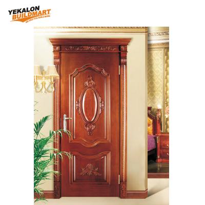 China Traditional Line Design Yekalon CD-143 Modern Design Interior Solid Wood Prestige Craft Carving Door for sale