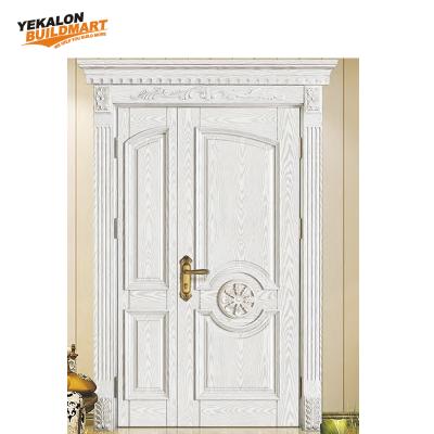 China Double Entry Waterproof Teak Wooden Main Door Wooden Carving Design for sale