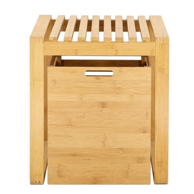 China Modern Creative Bamboo Storage Place Shoe Change Stool for sale