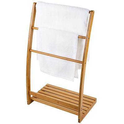 China Fashion Towel Rack Folding Bamboo Standing Towel Rack for sale