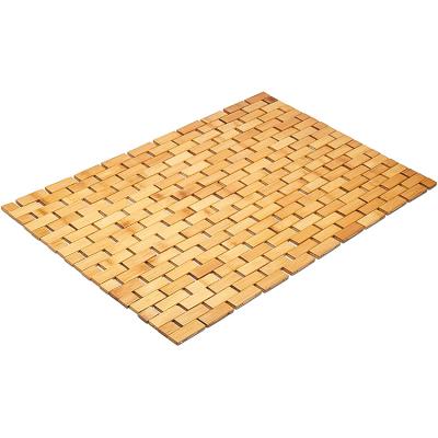 China Mini Custom Shape Footprint Kid Viable Cheap Anti-Slip Hotel Anti-Slip Quick Dry Bamboo Luxury Bath Mat for sale