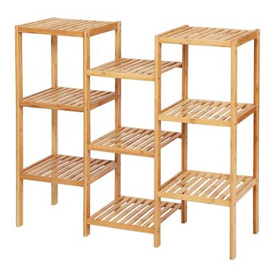 China Sustainable Multifunctional Bamboo Standing Rack 3-Tier Bathroom Storage Corner Rack for sale