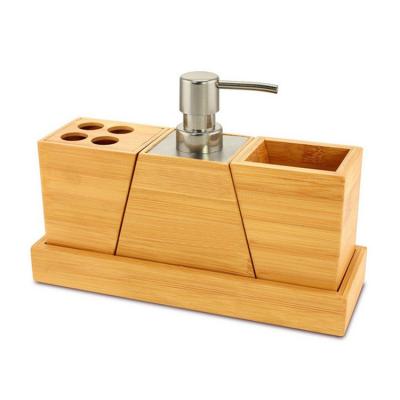 China Cheap Bamboo Tooth Cup Holder Toothbrush Dispenser China Lotion Bathroom Sets for sale