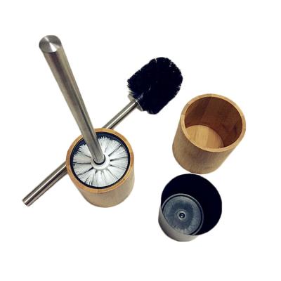 China Sustainable Bathroom Toilet Accessory Natural Bamboo Brush With Holder for sale