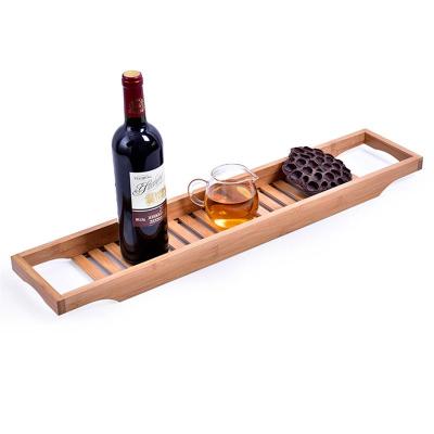 China Sustainable Natural Cart Tray Bamboo Luxury Bathtub Bath Caddy for sale