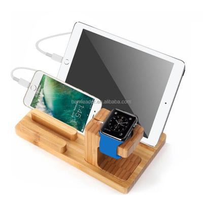 China Bamboo Multi-Function Bamboo Phone Holder Stand Tablet Holder Watch Stand for sale