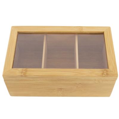 China Wholesale Customization Bamboo Acrylic Jewelry Organizer 3 Compartments Storage Box With Acrylic Cover for sale