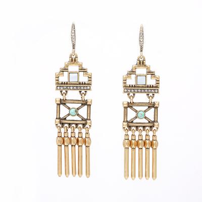 China Nickel Free Lead Free Fish Hook Fashion Vintage Metal Fringe Earrings Geometric Women Jewelry for sale