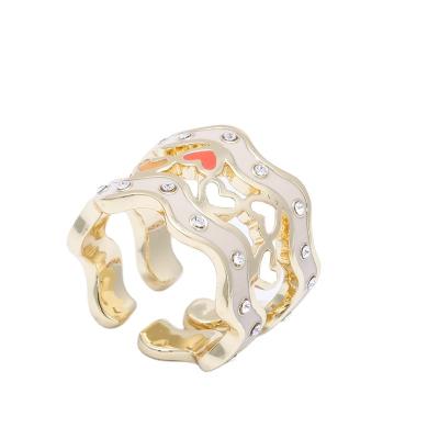 China Russian Fashionable Women Gold Lead Free Nickel Free Jewelry Band Marble Resin Single Stone Stacking Finger Ring for sale