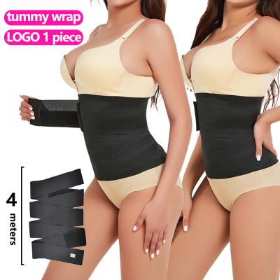 China Logo Waist Trainer Women Tummy Wrap Control Adult Private Body Shaper Slimming Adjustable Resistance Bands Belt Sweat Wrap for sale