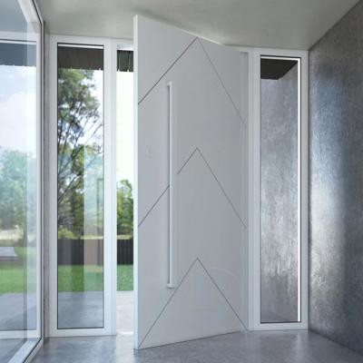 China Modern Design Waterproof Pivot Door Power Coated Stainless Steel White Exterior Pivot Entry Door for sale