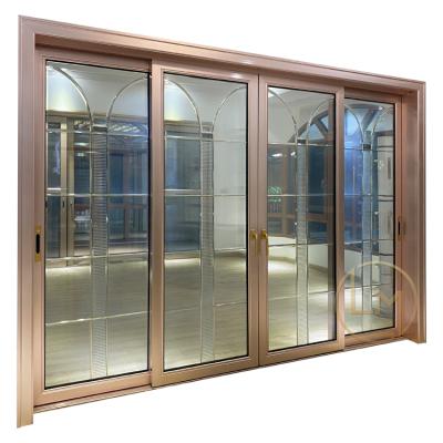 China Factory Price Aluminum Sliding Door System Double Gloss Sliding Door Easily Compiled Design for sale