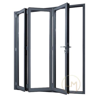 China Easily Assembled Aluminum Bi Folding Glass Patio Door Modern Exterior Folding Slide Door Glass Bathroom for sale