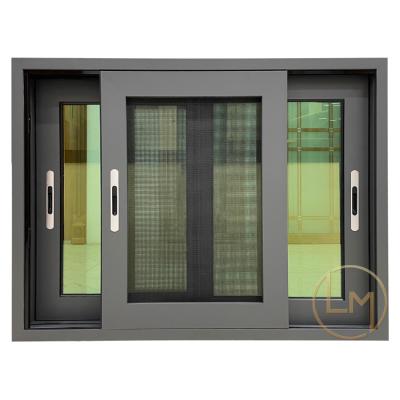 China Sliding Design 2 Track European Sliding Window Aluminum Sliding Windows Residential Use for sale