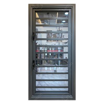 China Magnetic Screen Power Coated Gray Shutter Aluminum Profile With Window Louver Frame for sale